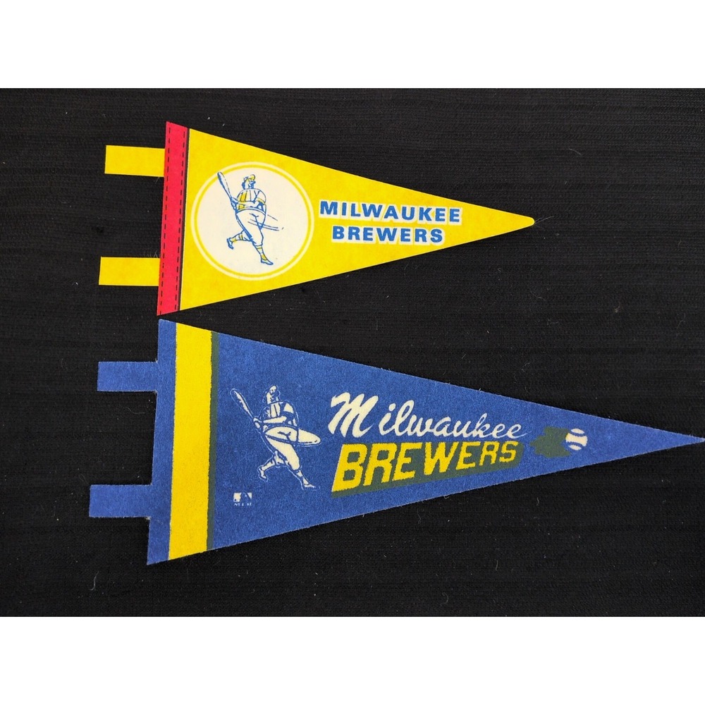 Milwaukee Brewers Mini Pennant VTG 4"x9"   3.5"X7" MLB Collectible Flag 60s 70s